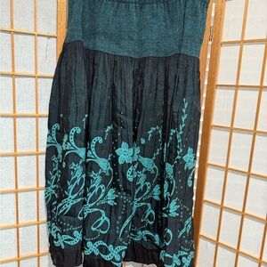 dressbarn Black and Teal A-Line Skirt